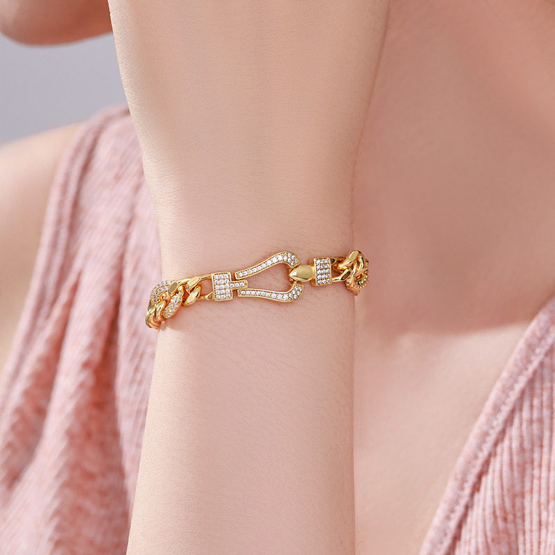 Iced Cuban Bracelet — Heart Clasp, Fully Seen
