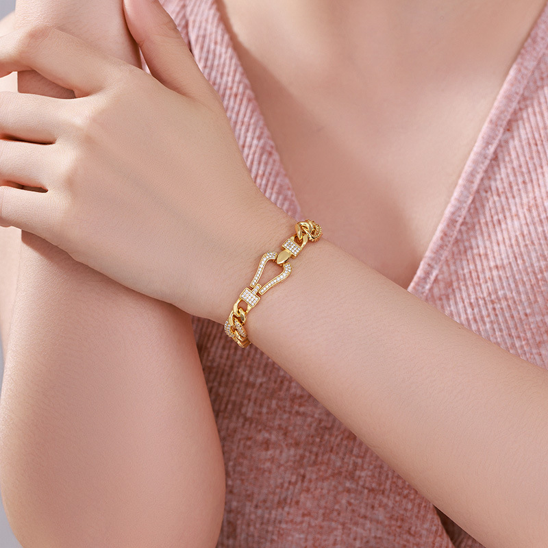 Iced Cuban Bracelet — Heart Clasp, Fully Seen