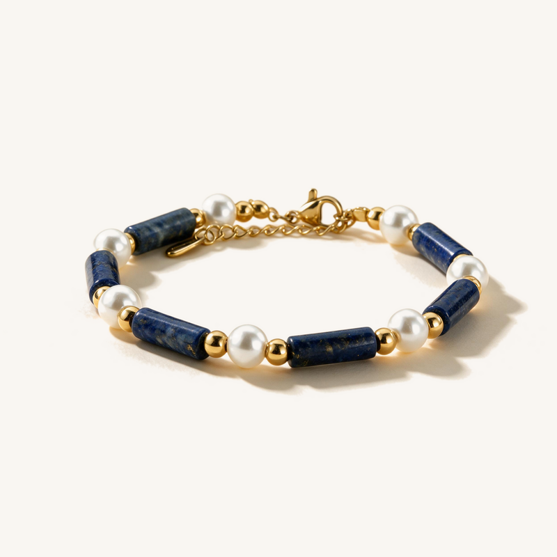 Lapis River & Pearl Bracelet