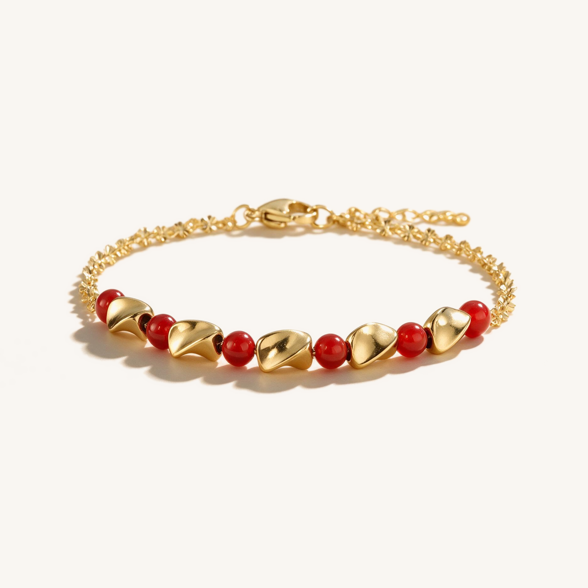 Botanical Gold & Coral Bracelet