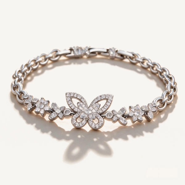 Silver Bloom & Butterfly Bracelet