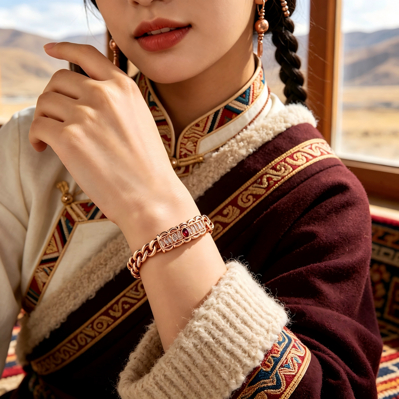 Bamboo & Ruby Twisted Bracelet