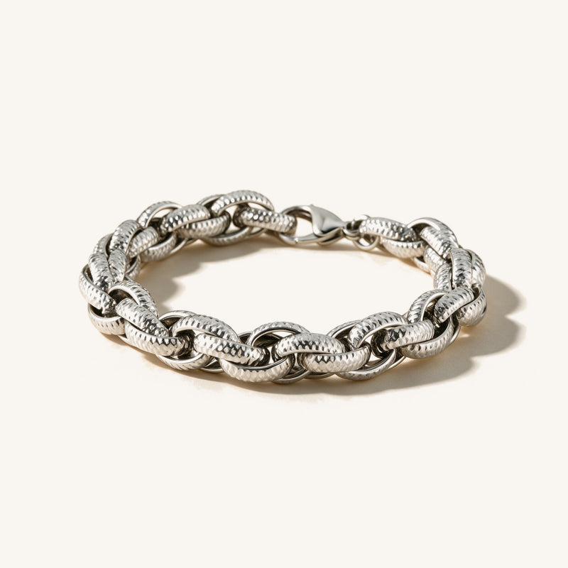Silver Grid Bracelet — Silver-tone woven snake chain (main view)