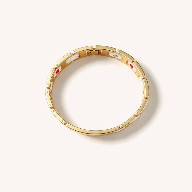 White Enamel Dot Bracelet