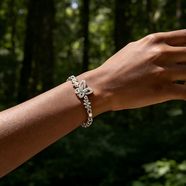 Silver Bloom & Butterfly Bracelet
