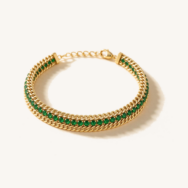 Green Crystal Layered Bracelet