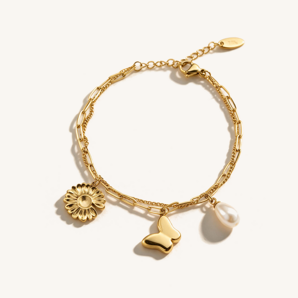 Daisy & Butterfly Charm Bracelet