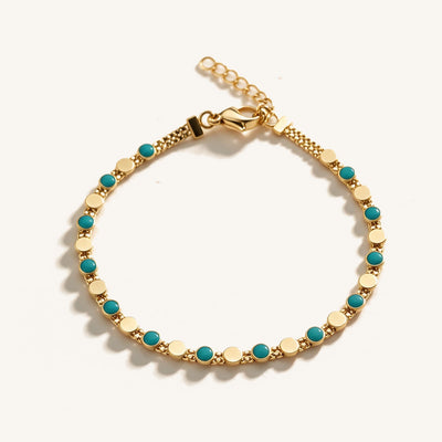 Turquoise Dot Bracelet — Turquoise beads with gold-tone dot spacers (main view)