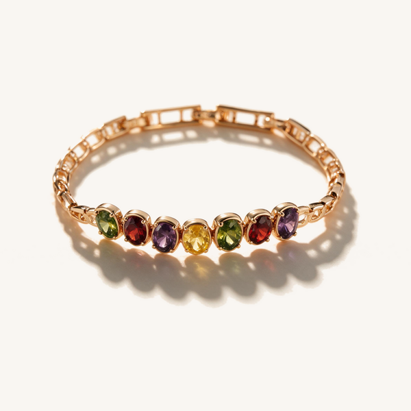 Gem Row Paperclip Bracelet