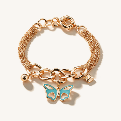 Blue Butterfly Link Bracelet
