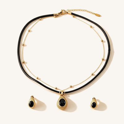 Noir Leather Necklace Set