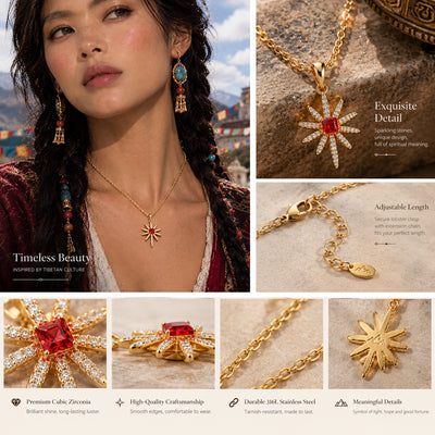 Red Coral Bead Necklace — Red coral-toned bead strand with gold-tone spacers (styled on model)