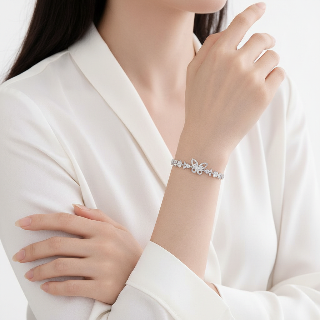 Butterfly Crystal Bracelet - Wearing Shot
