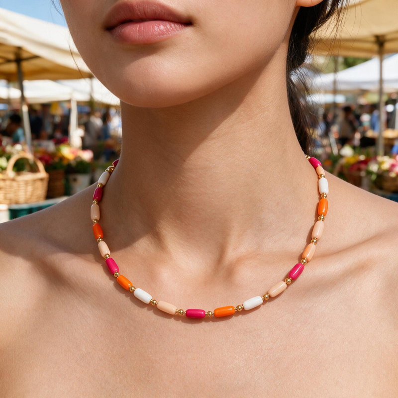 Candy Coral Tube Necklace