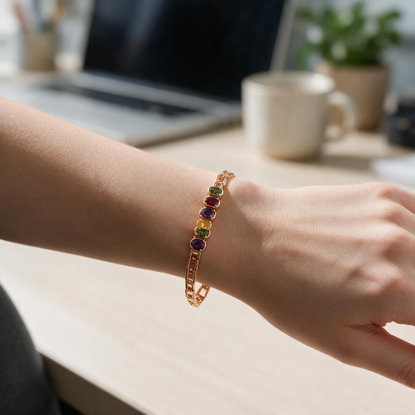 Gem Row Paperclip Bracelet