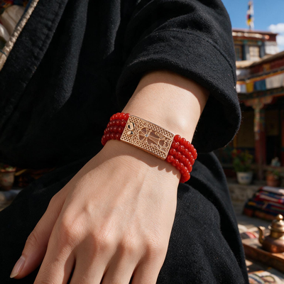 Coral Ember Four-Strand Bracelet