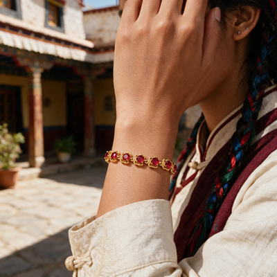 Coral Flower Link Bracelet