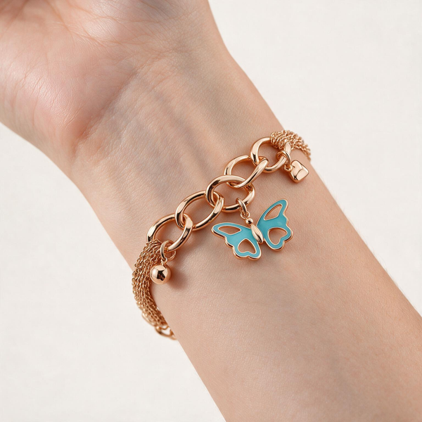 Blue Butterfly Link Bracelet