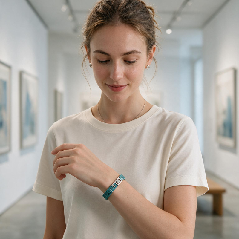 Greek Key Enamel Bracelet