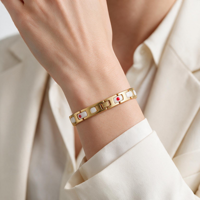 White Enamel Dot Bracelet