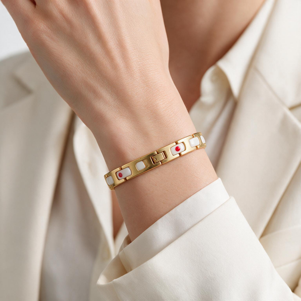 White Enamel Dot Bracelet