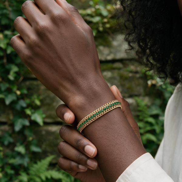 Green Crystal Layered Bracelet
