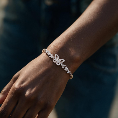 Silver Bloom & Butterfly Bracelet