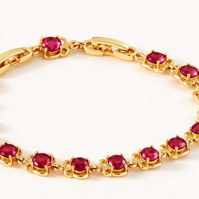 Coral Flower Link Bracelet
