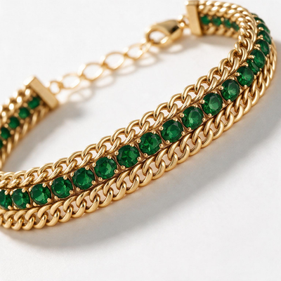 Green Crystal Layered Bracelet