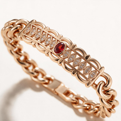 Bamboo & Ruby Twisted Bracelet