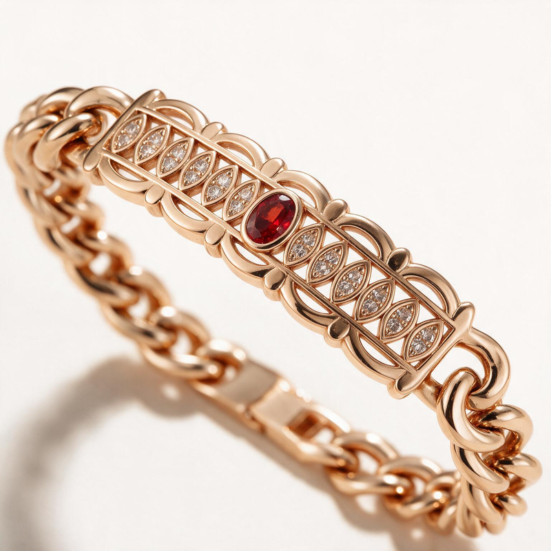 Bamboo & Ruby Twisted Bracelet