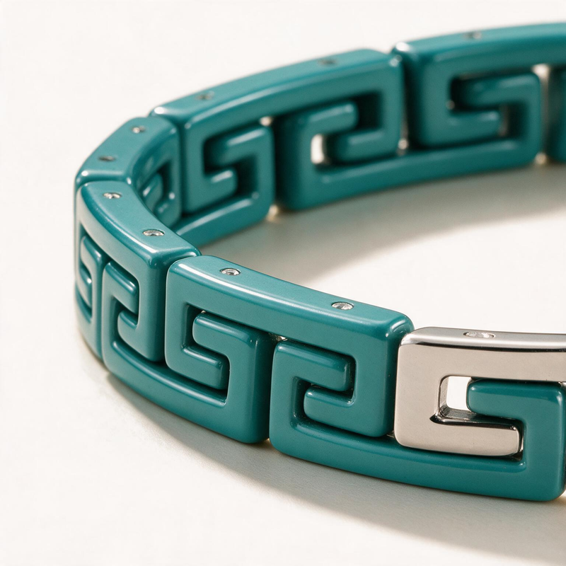 Greek Key Enamel Bracelet