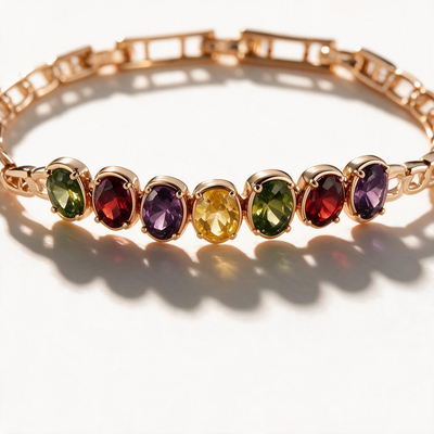 Gem Row Paperclip Bracelet