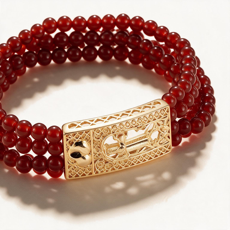 Coral Ember Four-Strand Bracelet