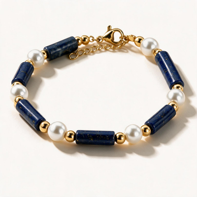 Lapis River & Pearl Bracelet