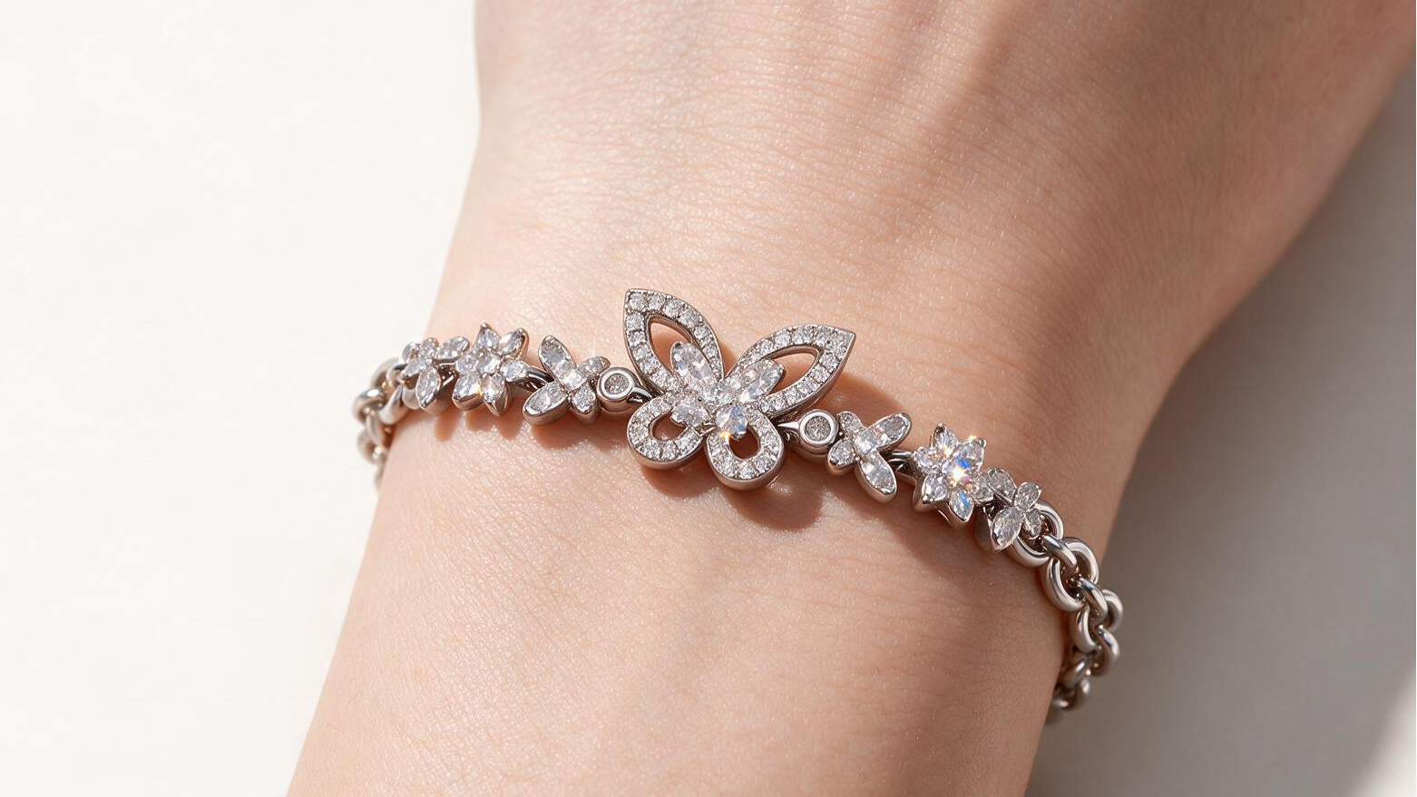 Silver Bloom & Butterfly Bracelet