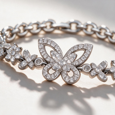 Silver Bloom & Butterfly Bracelet