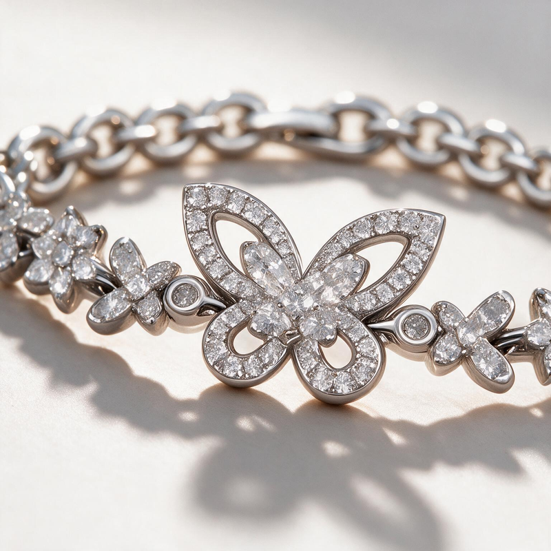 Silver Bloom & Butterfly Bracelet